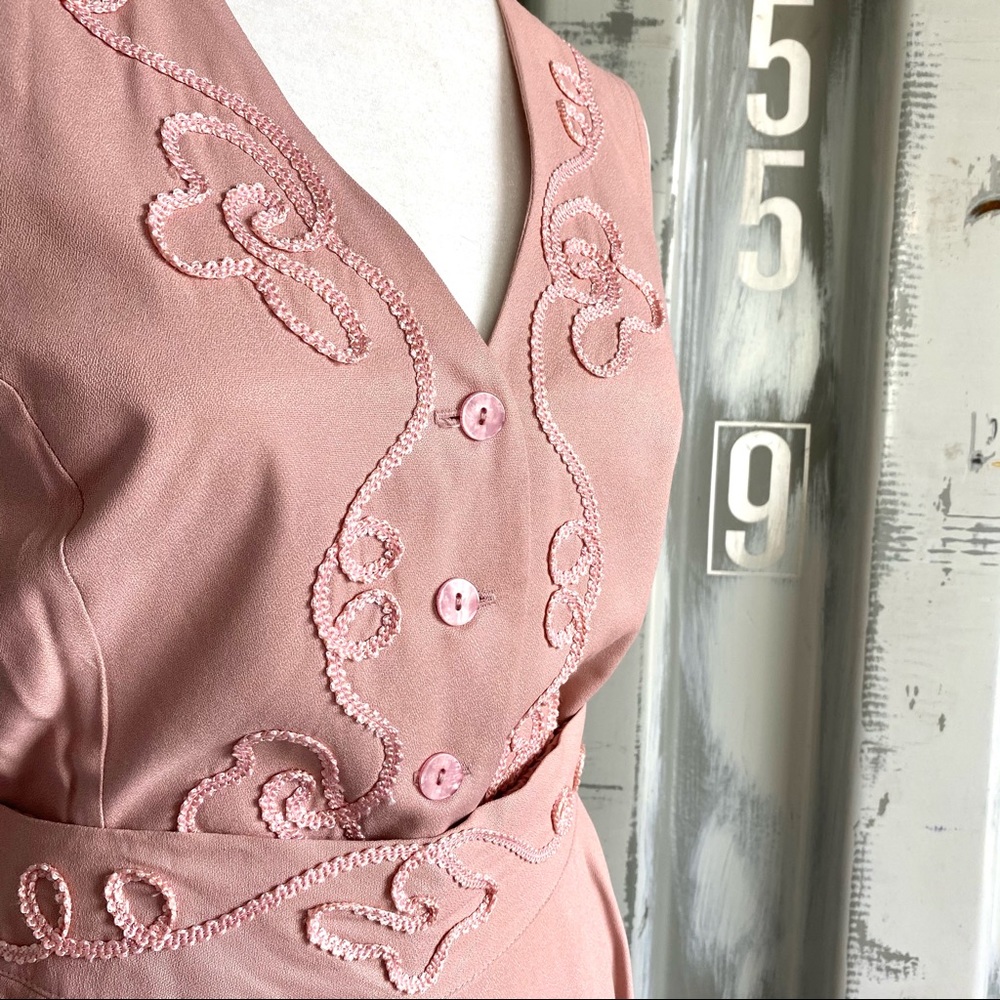 VTG Tribal Vintage Dusky Pink Embroidered Vest & Pants - Picture 4 of 14